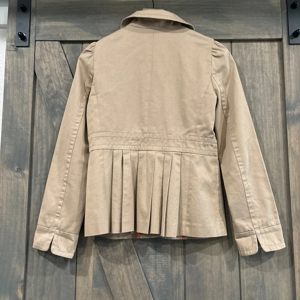 J Crew Women's Chino Classic Twill Collared Fitted Pleated Back‎ Jacket Size 0